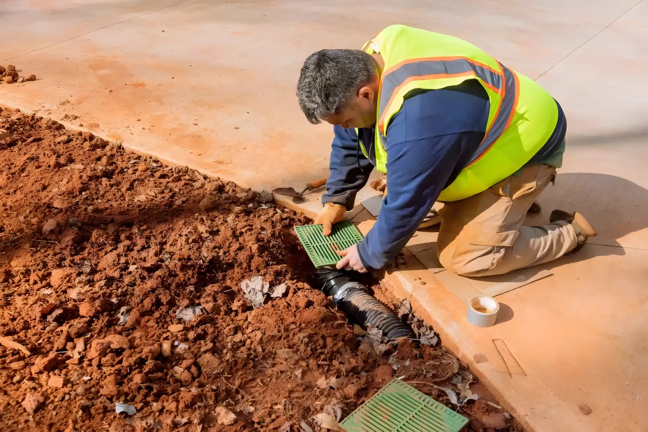 Drainage installation work at a Tampa commercial property